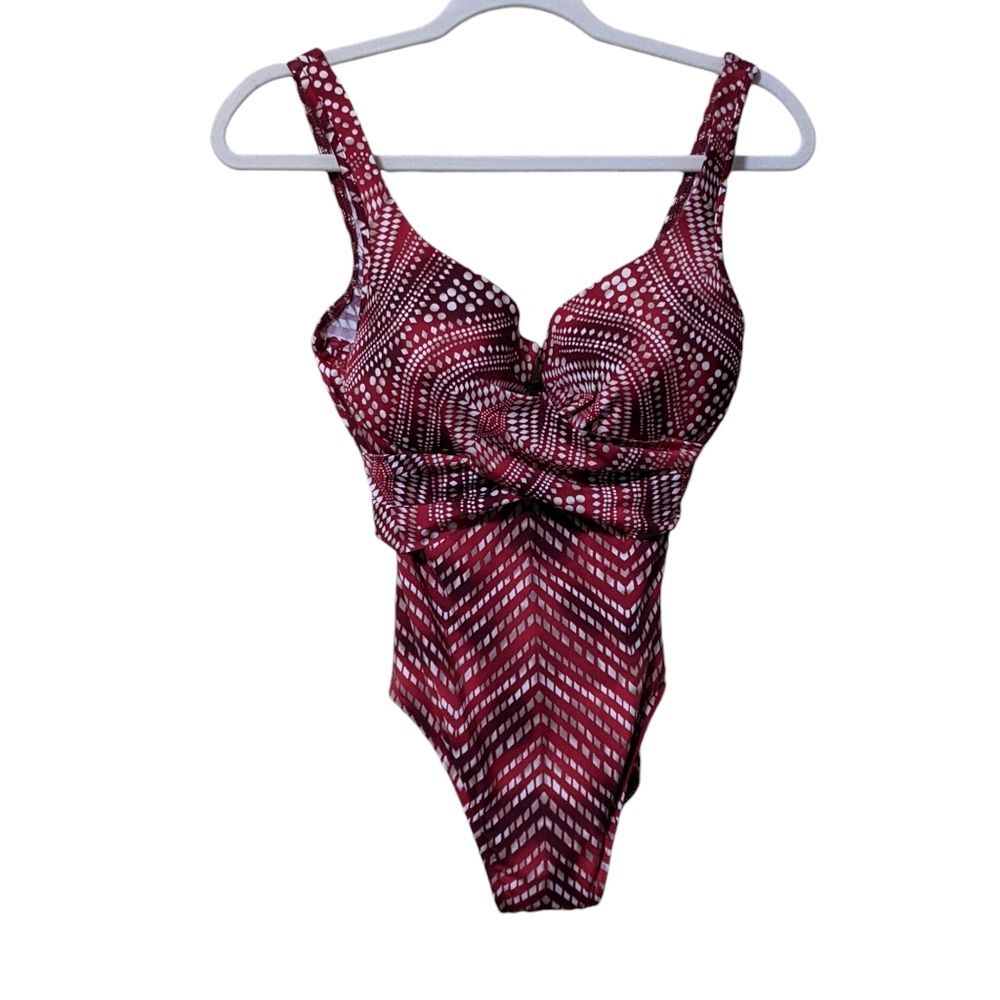 Miraclesuit Babylon crisscross panel escape red one piece beach summer shapewear - Picture 11 of 11